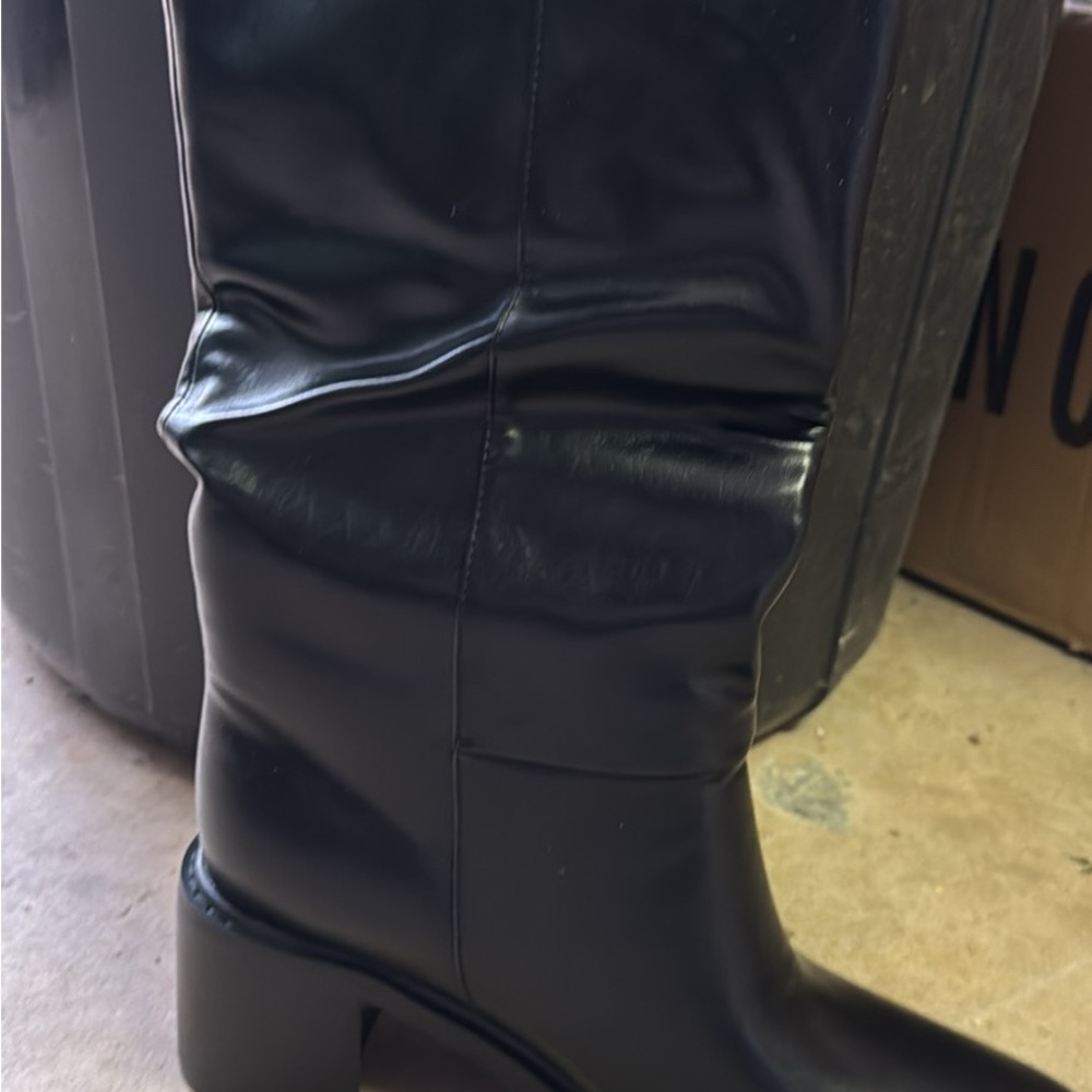 Classic Black Mid-Calf Heeled Boots
